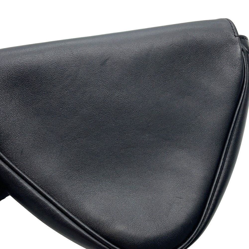 Celine Shoulder Bag Triangle Logo Leather Pochette Black — view 6