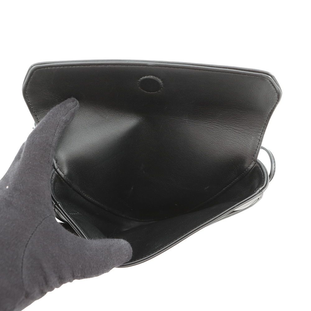 Celine Shoulder Bag Triangle Logo Leather Pochette Black — view 5