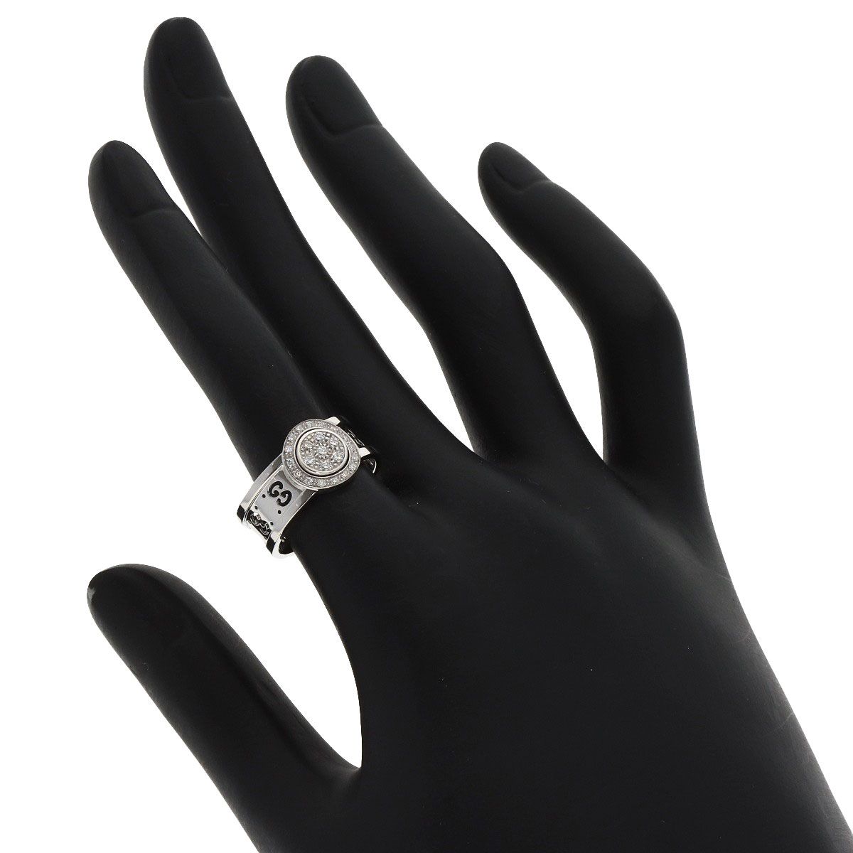Gucci Icon Toile Diamond Ring 18K White Gold — view 8