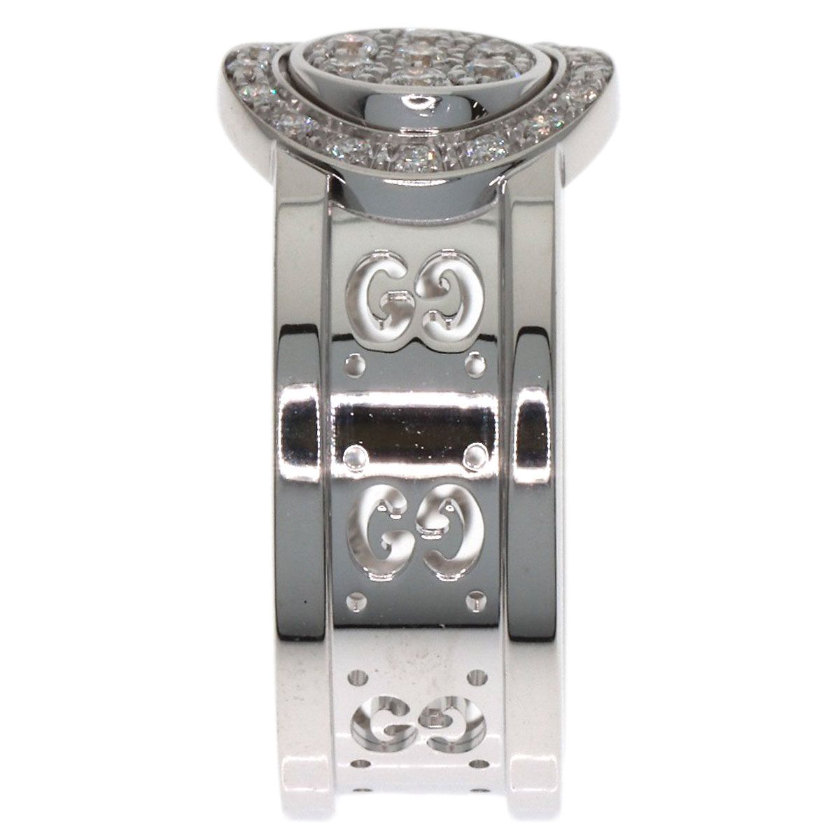 Gucci Icon Toile Diamond Ring 18K White Gold — view 4