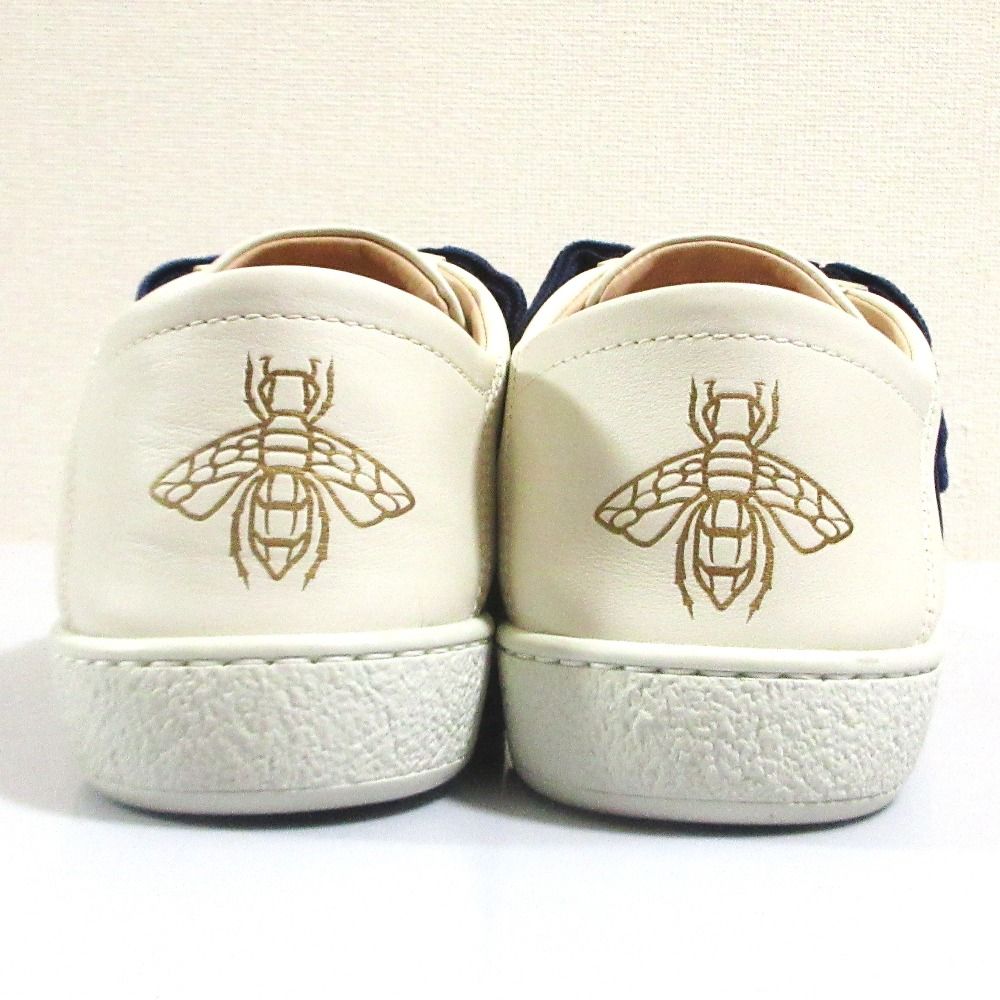 Gucci Ribbon Bee Low Cut Slip on Sneakers 36.5 White Red Navy — view 6