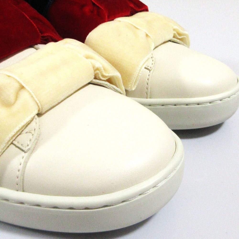 Gucci Ribbon Bee Low Cut Slip on Sneakers 36.5 White Red Navy — view 4