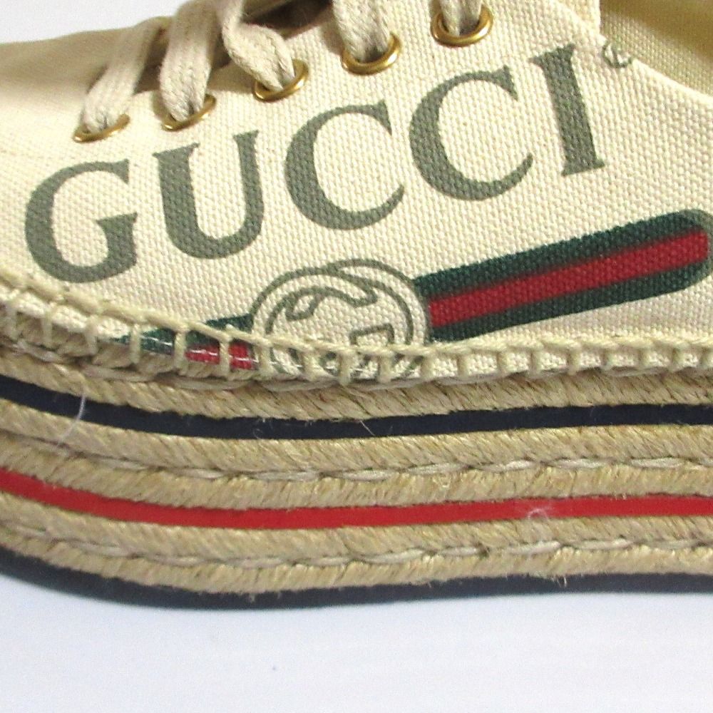Gucci Logo Print Espadrilles Platform Mushuze 35.5 Off-white — view 8