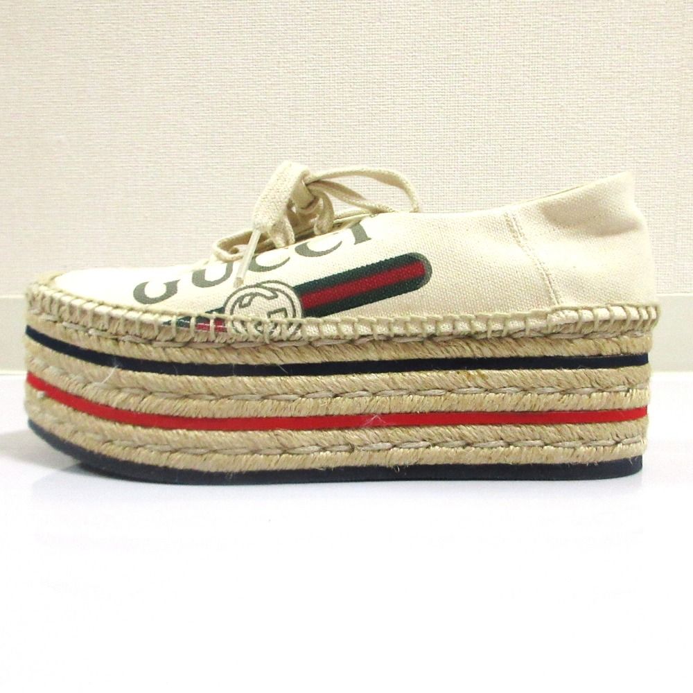 Gucci Logo Print Espadrilles Platform Mushuze 35.5 Off-white — view 4