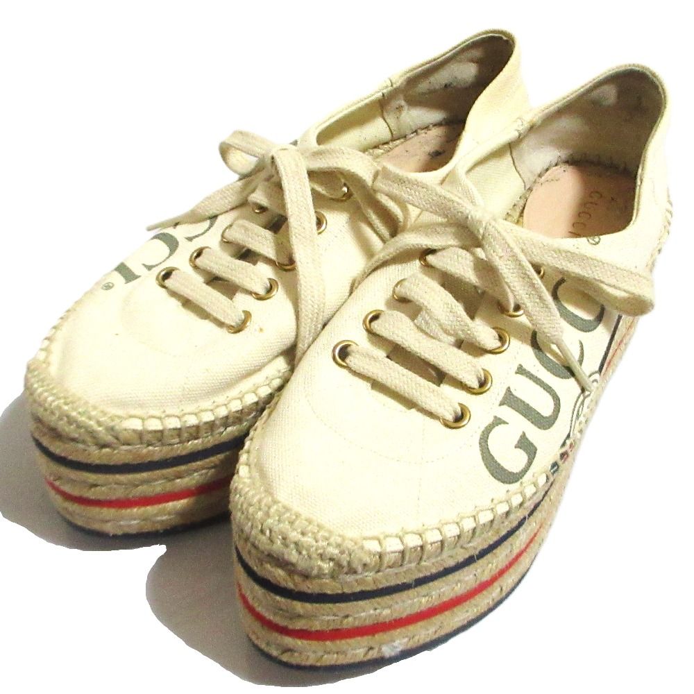 Gucci Logo Print Espadrilles Platform Mushuze 35.5 Off-white — view 2