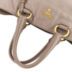 Prada Logo Leather 2-Way Tote Shoulder Bag Grey Greige — view 6