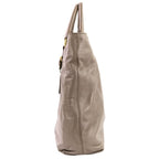 Prada Logo Leather 2-Way Tote Shoulder Bag Grey Greige — view 3