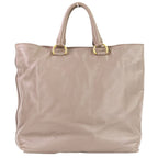 Prada Logo Leather 2-Way Tote Shoulder Bag Grey Greige — view 4