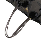 Prada Velvet Flower Nylon Tote Black — view 5