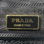 Prada Velvet Flower Nylon Tote Black — view 7