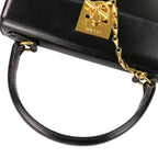 Celine Leather Chain Lock Handbag 2-Way Shoulder Black — view 7