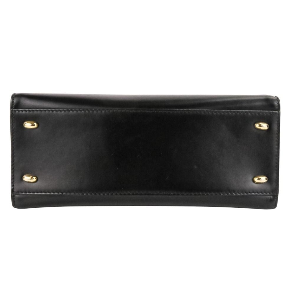 Celine Leather Chain Lock Handbag 2-Way Shoulder Black — view 5