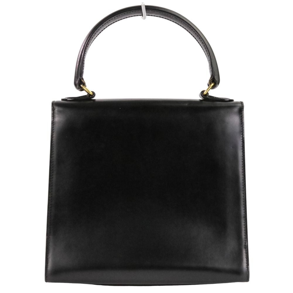 Celine Leather Chain Lock Handbag 2-Way Shoulder Black — view 4