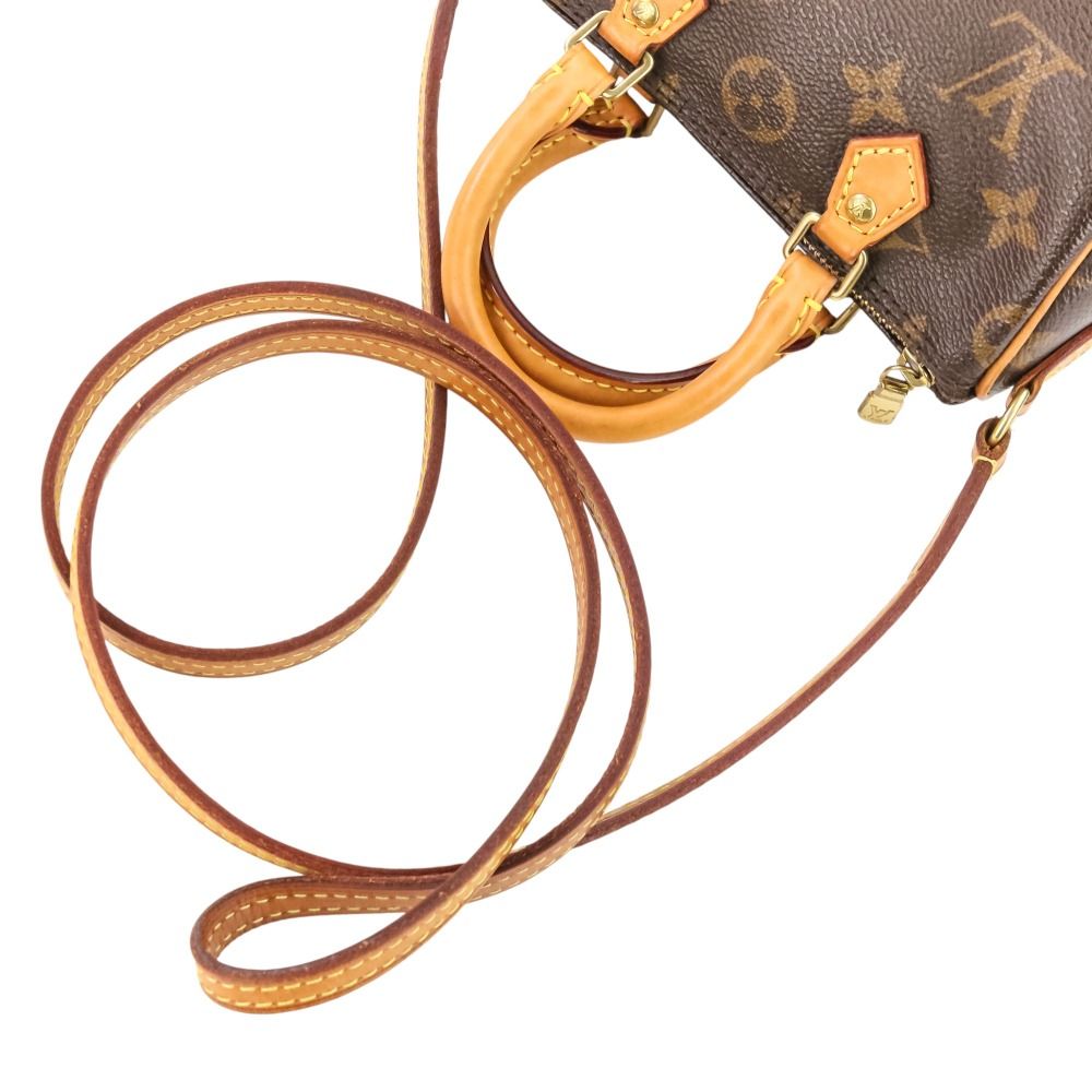 Louis Vuitton Nano Speedy Monogram Shoulder Pouch Mini Bag Brown — view 7
