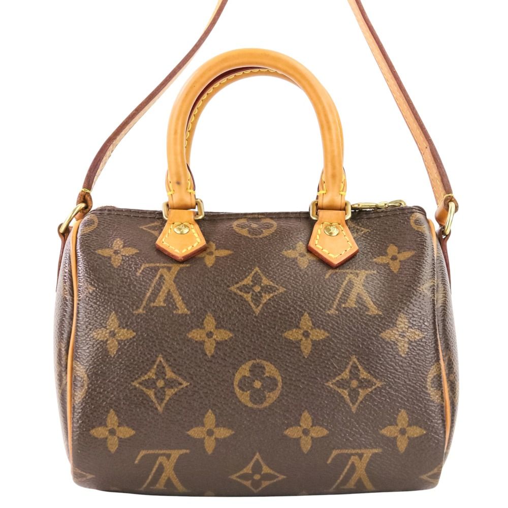 Louis Vuitton Nano Speedy Monogram Shoulder Pouch Mini Bag Brown — view 3