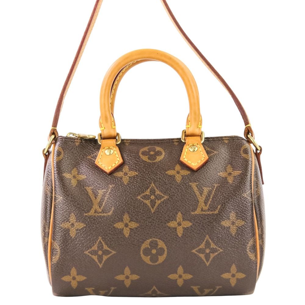 Louis Vuitton Nano Speedy Monogram Shoulder Pouch Mini Bag Brown — view 2