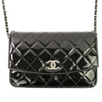 Chanel Brilliant Patent Quilted Chain Wallet Black — view 2