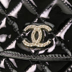 Chanel Brilliant Patent Quilted Chain Wallet Black — view 8