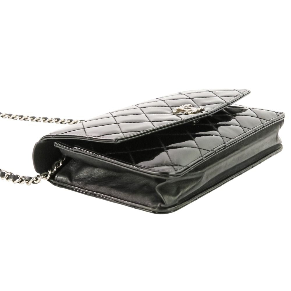Chanel Brilliant Patent Quilted Chain Wallet Black — view 5