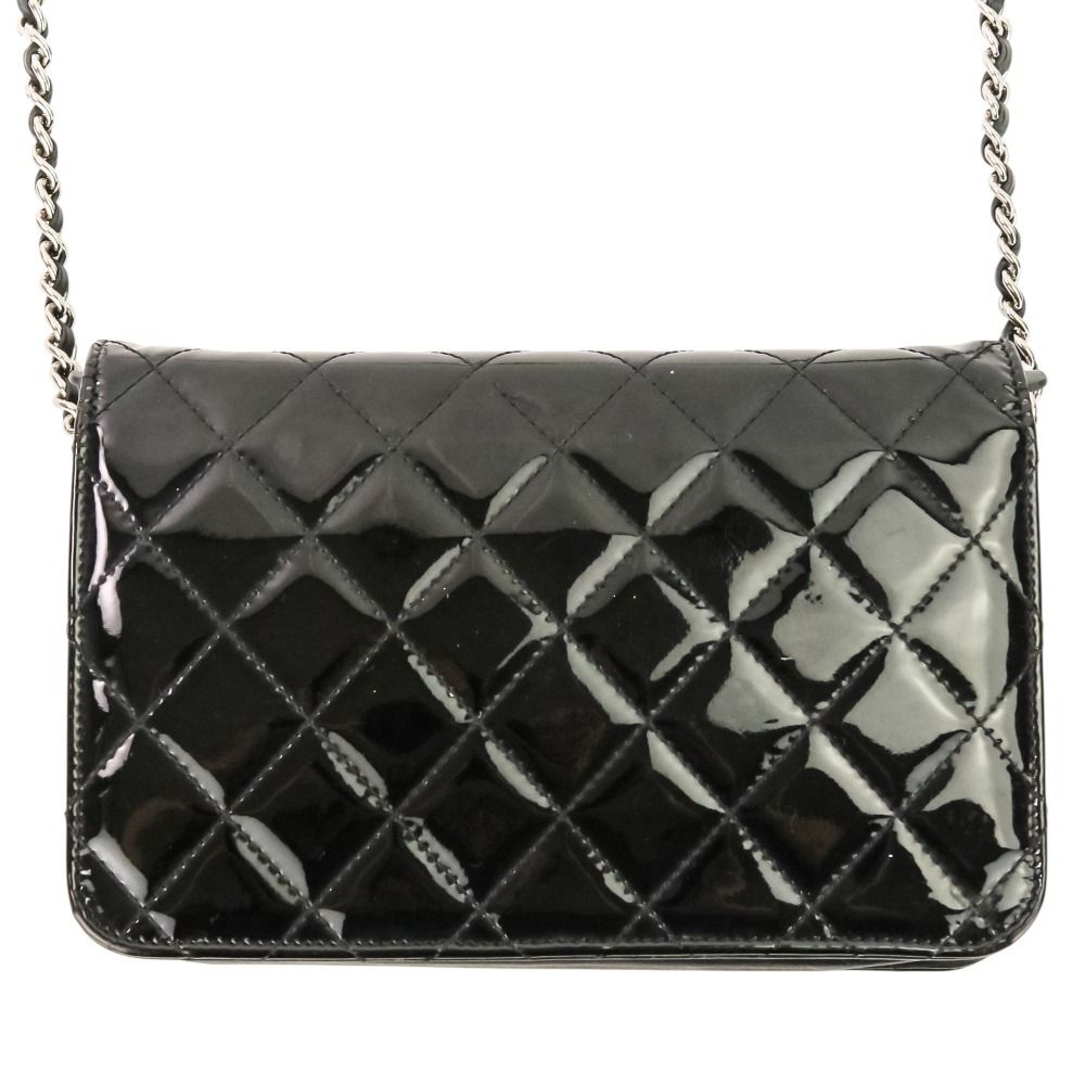 Chanel Brilliant Patent Quilted Chain Wallet Black — view 3