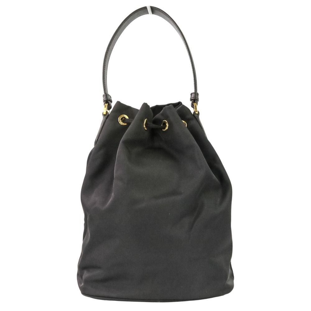 Prada Duet Drawstring Nylon Shoulder Bag Black — view 2