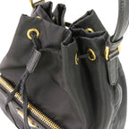 Prada Duet Drawstring Nylon Shoulder Bag Black — view 5