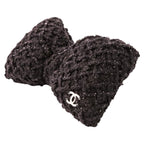 Chanel CC Logo Ribbon Tweed Barrette Black — view 4