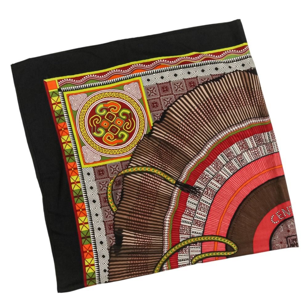 Hermes Cent Plis Des Miao Carre Geant 140 Cashier Large Shawl Black Red — view 2