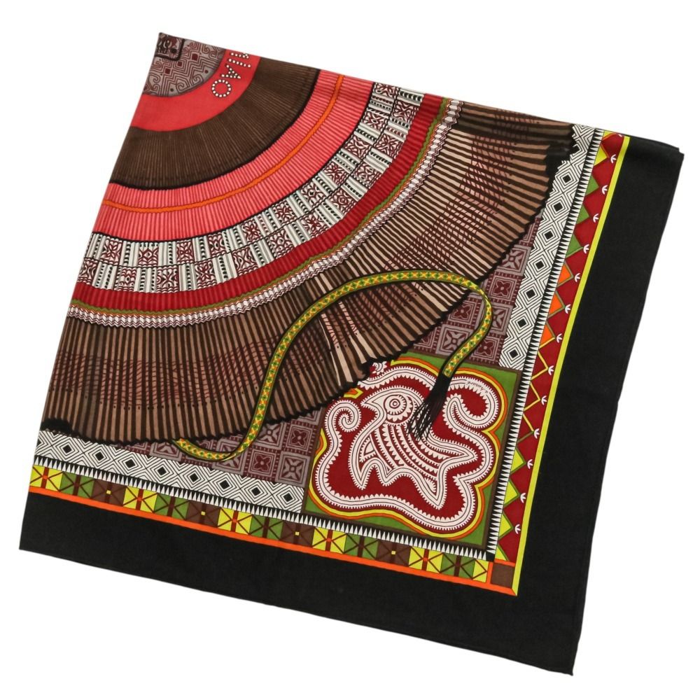 Hermes Cent Plis Des Miao Carre Geant 140 Cashier Large Shawl Black Red — view 5