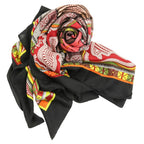 Hermes Cent Plis Des Miao Carre Geant 140 Cashier Large Shawl Black Red — view 7