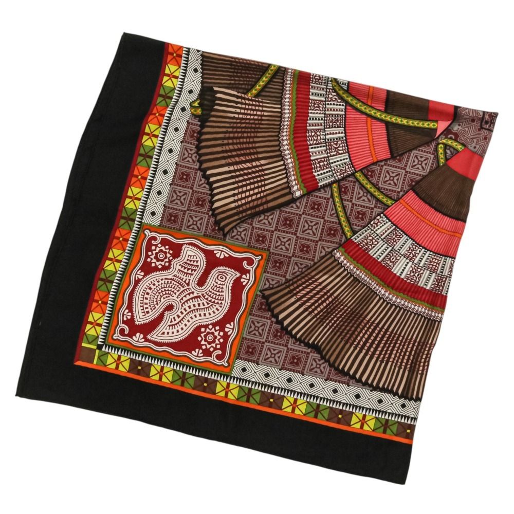 Hermes Cent Plis Des Miao Carre Geant 140 Cashier Large Shawl Black Red — view 4