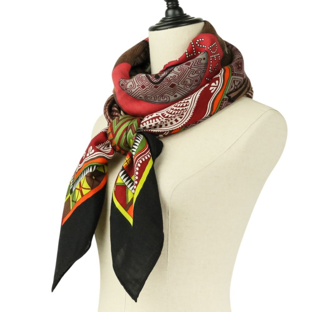 Hermes Cent Plis Des Miao Carre Geant 140 Cashier Large Shawl Black Red — view 9