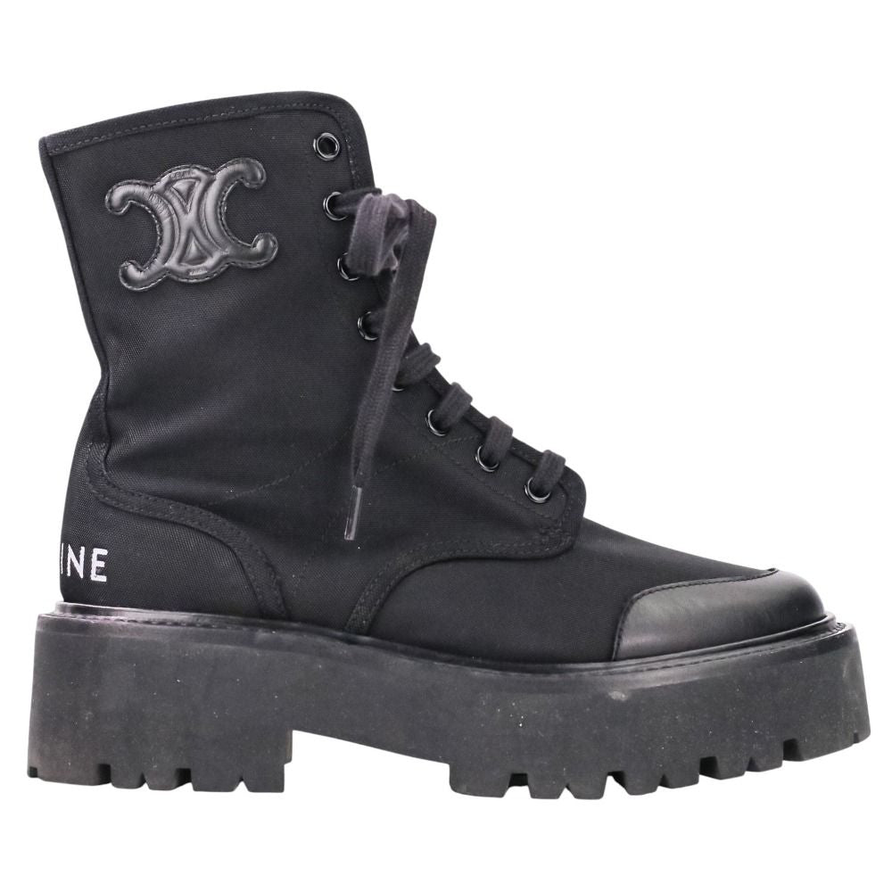Celine Lace Up Balkis Boots Nylon Canvas 36 — view 4