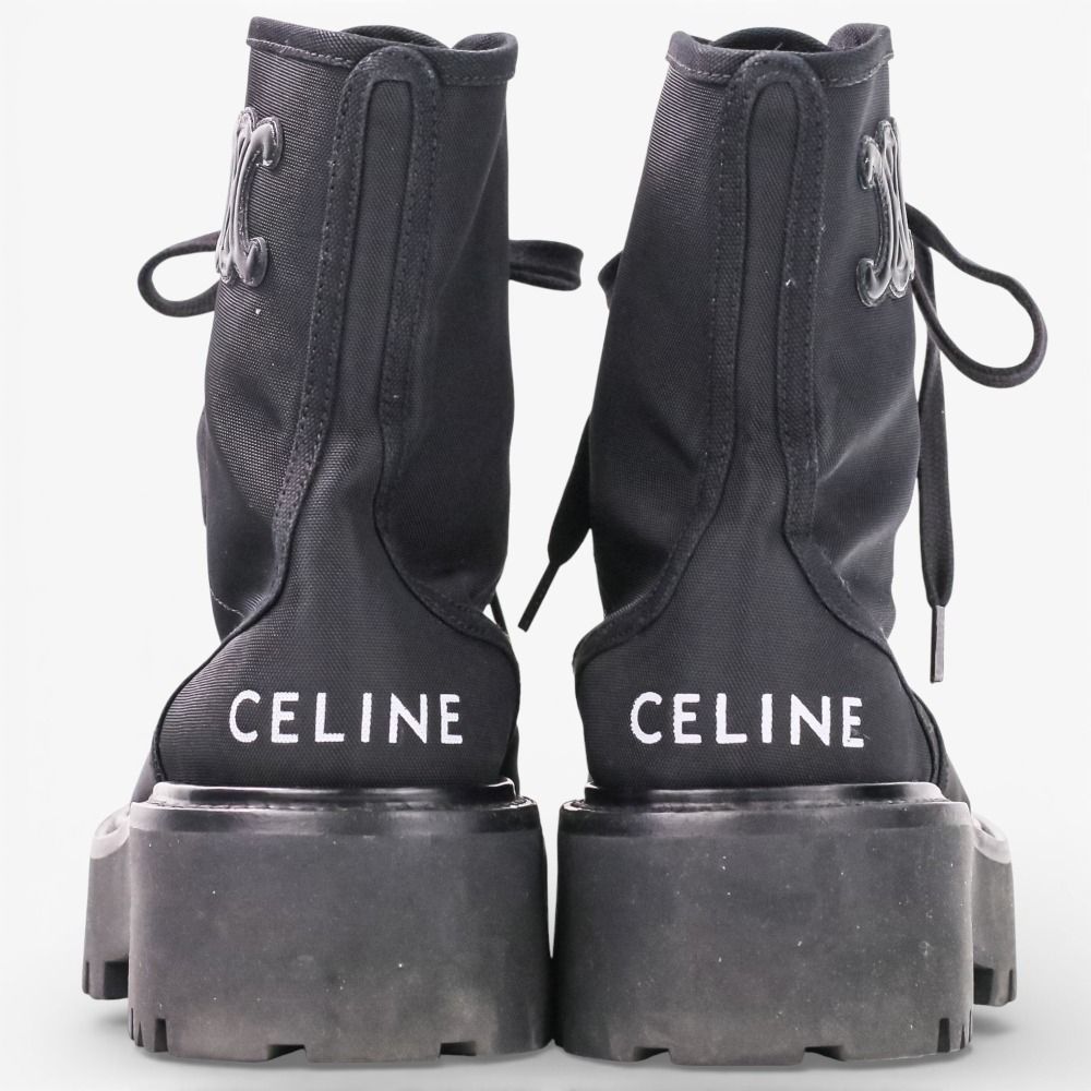 Celine Lace Up Balkis Boots Nylon Canvas 36 — view 5
