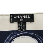 Chanel 17K CC Logo Planet Silk Scarf Ivory Navy — view 8
