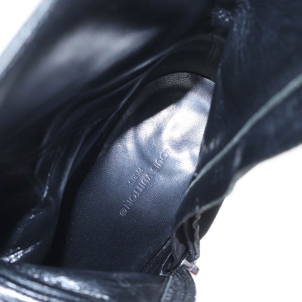 Louis Vuitton Monogram Metal Heel Side Zip Suede Leather Ankle Boots Black — view 4
