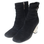 Louis Vuitton Monogram Metal Heel Side Zip Suede Leather Ankle Boots Black — view 2