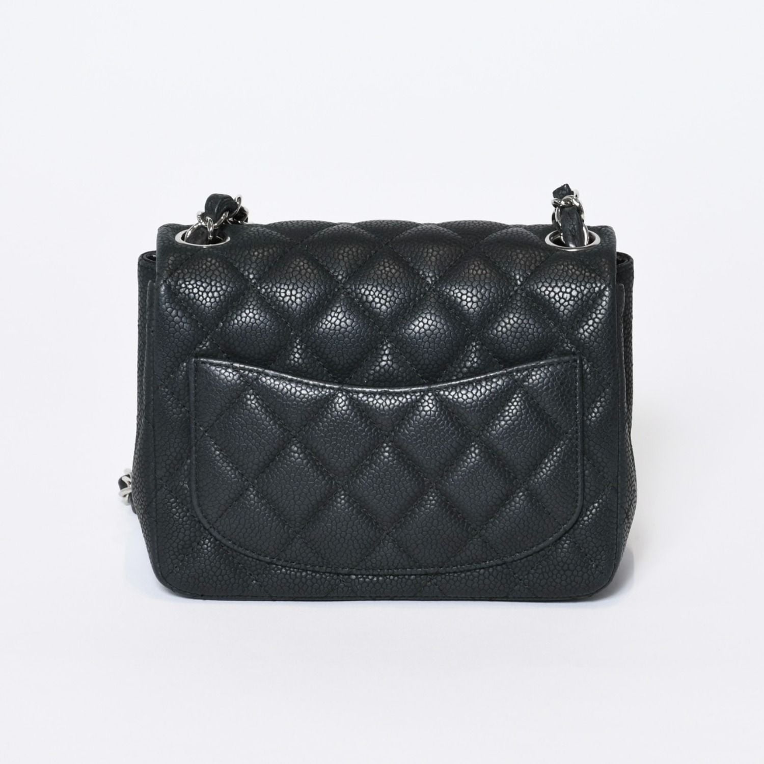 Chanel Mini Quilted 17 Chain Shoulder Bag CC Logo Caviar Leather Black — view 2