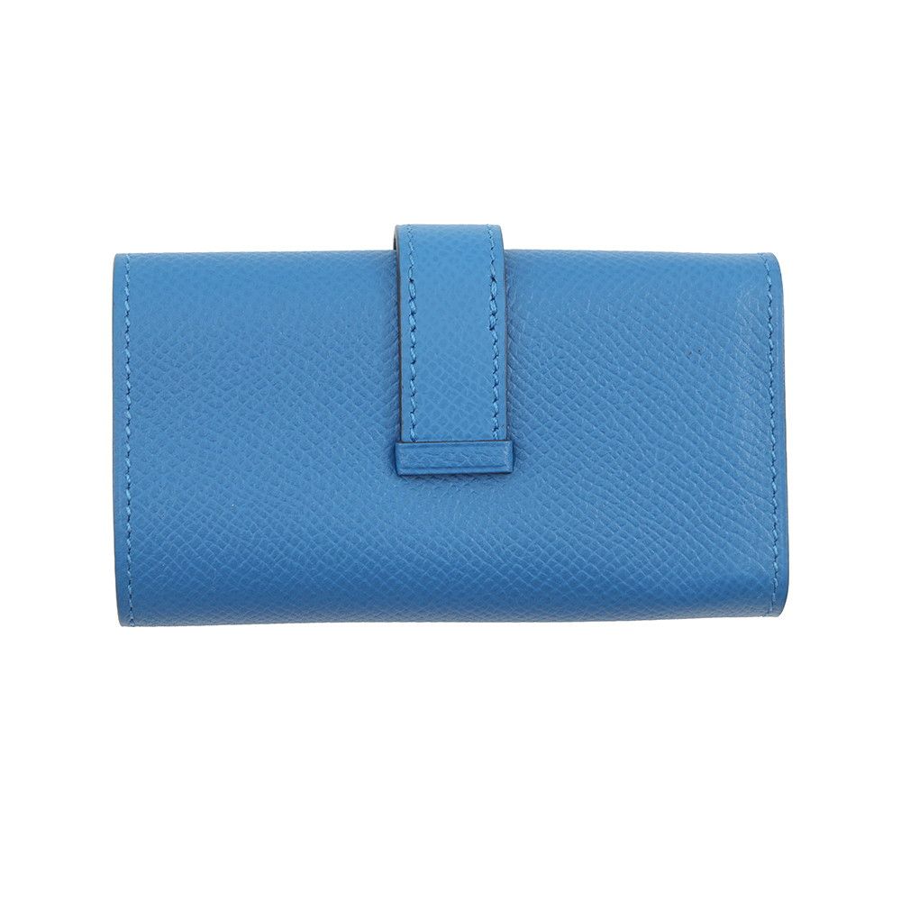 Hermes 4 Key Case Bearn Blue Elige Silver Epsom Holder Zelige — view 3
