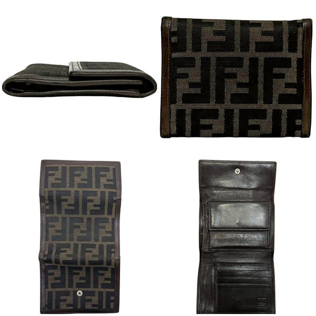Fendi Trifold Wallet Khaki Brown Zucca — view 2
