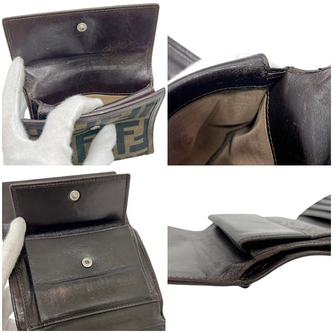 Fendi Trifold Wallet Khaki Brown Zucca — view 5