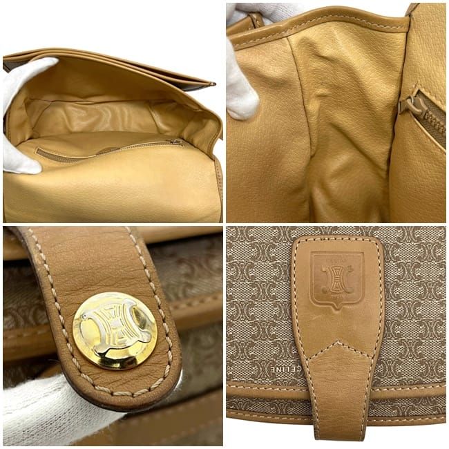 Celine Shoulder Bag Beige Macadam Leather — view 3