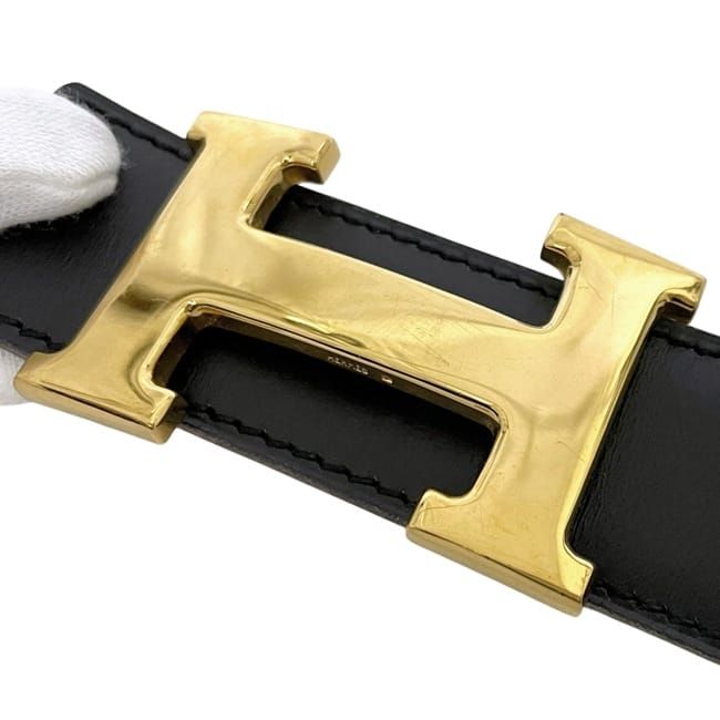 Hermes Belt Black Camel Brown Gold — view 9
