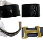 Hermes Belt Black Camel Brown Gold — view 6