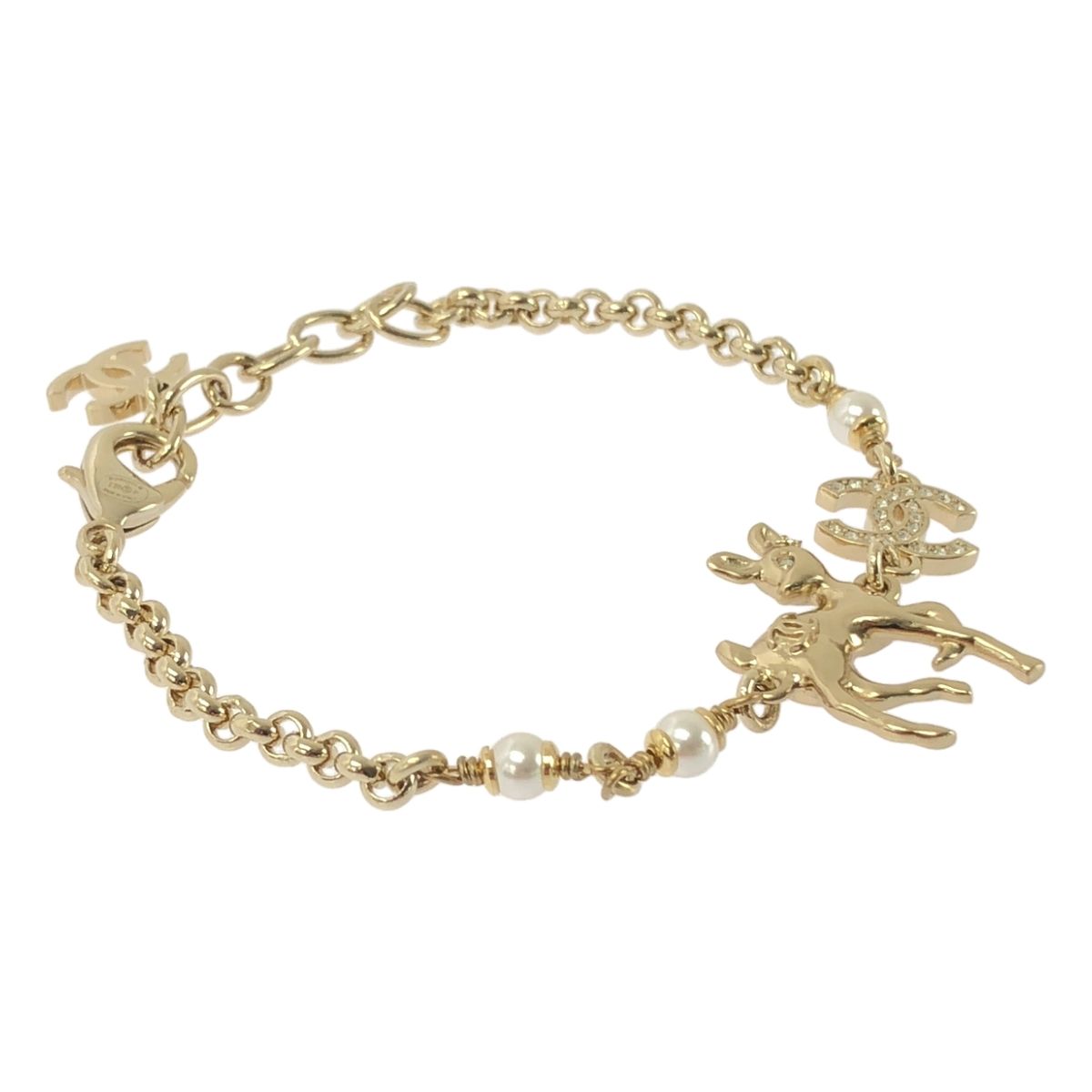 Chanel Bambi CC Logo Chain Bracelet Gold — view 3