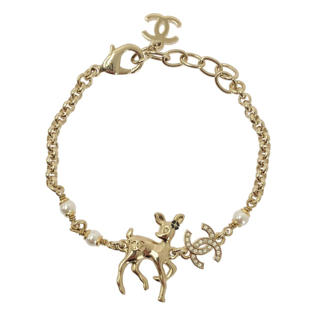 Chanel Bambi CC Logo Chain Bracelet Gold — view 4