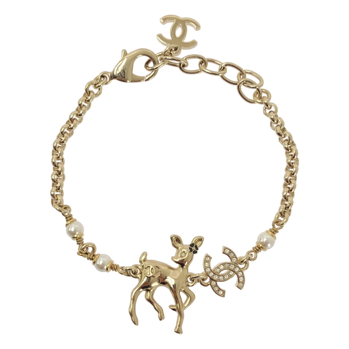 Chanel Bambi CC Logo Chain Bracelet Gold — view 4