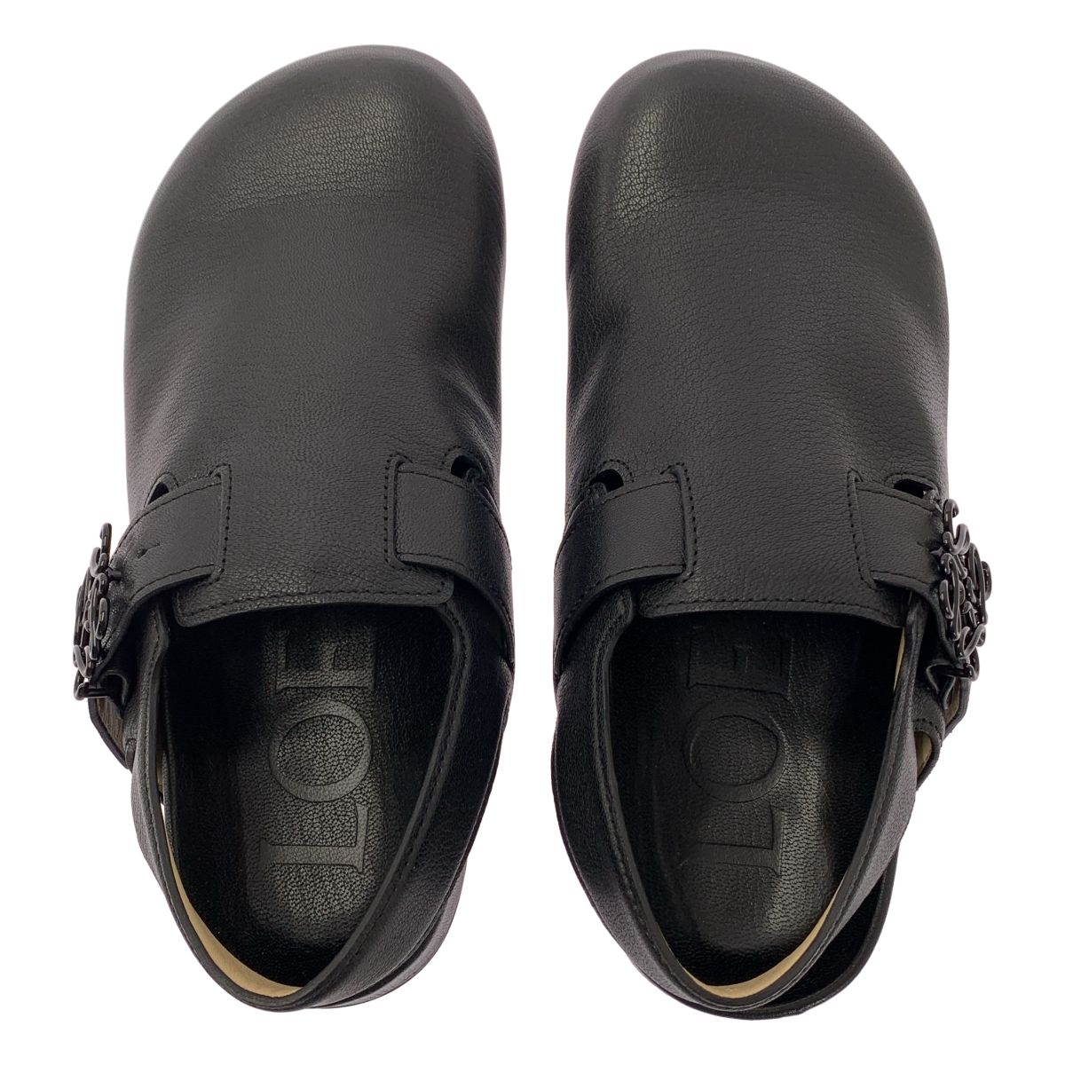 Loewe Ease Leather Anagram Clog Sandals 40 Black — view 4