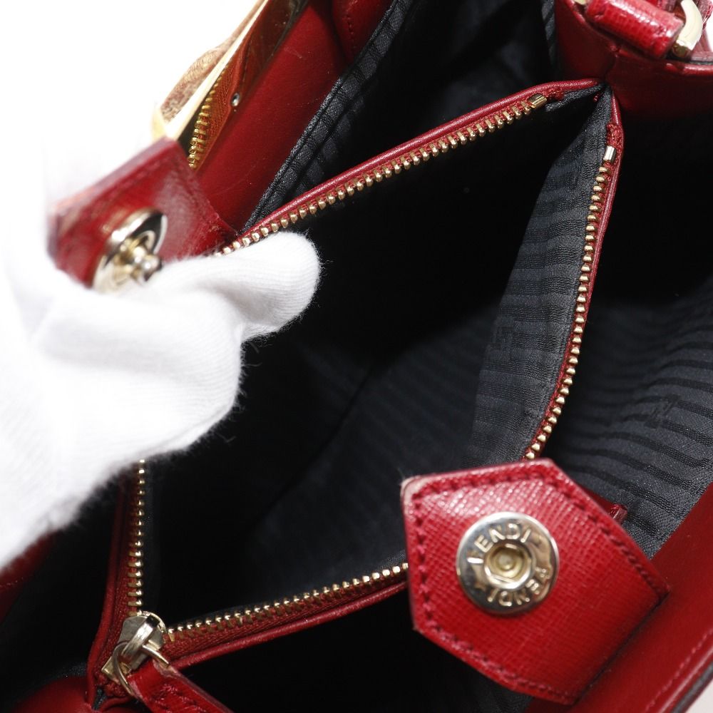 Fendi Petit Tou Jour 2-Way Shoulder Leather Red Handbag — view 6