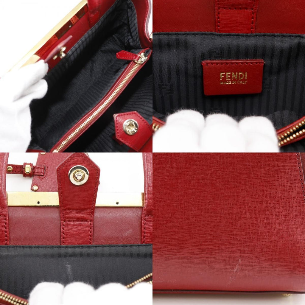 Fendi Petit Tou Jour 2-Way Shoulder Leather Red Handbag — view 7